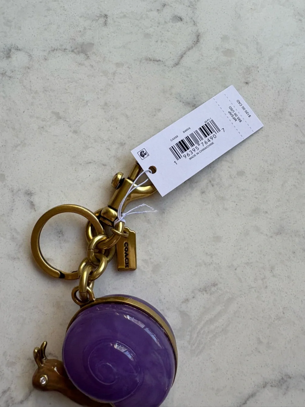 COACH Purple Multi Snail Charm Key & Card Holder Accent